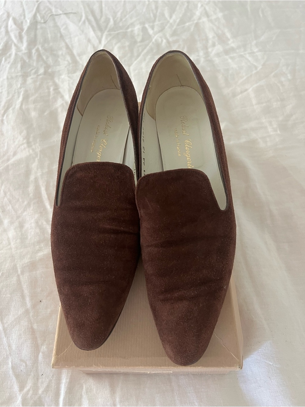 Robert Clergerie Dark Brown Suede Pointed Loafers